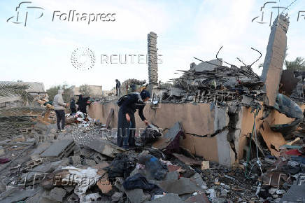 Aftermath of an Israeli strike on a house in Deir Al-Balah in the central Gaza Strip