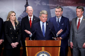 Press conference on the impeachment of U.S. Secretary of  Department of Homeland Security Mayorkas on Capitol Hill in Washington