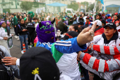 Demonstrators take part in a rally to mark International Safe Abortion Day, in Bogota