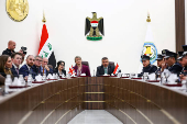 Britain's Home Secretary Yvette Cooper meets Iraq's Minister of Interior Abdul Amir Al-Shammari, in Baghdad