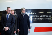 First direct high-speed ICE train is sent off from Berlin to Paris