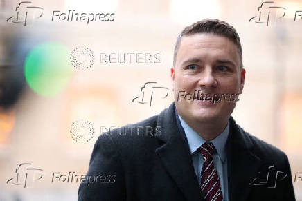 Britain's Health Secretary Wes Streeting arrives at BBC Broadcasting House, ahead of his appearance on 'Sunday with Laura Kuenssberg'