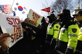 Supporters of impeached President Yoon protest against his arrest