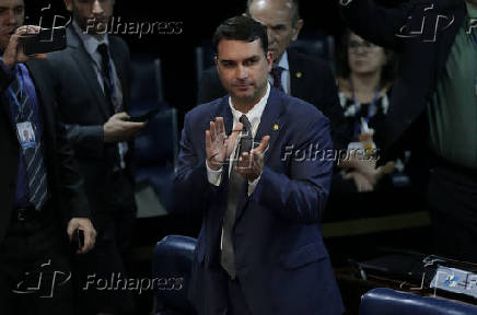 Flvio Bolsonaro durante escolha da Mesa Diretora no Senado