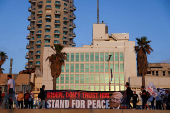 Protest in support of U.S. President Biden after Iran launched drones and missiles towards Israel, in Tel Aviv