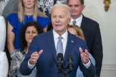 US President Joe Biden delivers remarks to celebrate the Las Vegas Aces' victory in the 2023 WNBA Finals