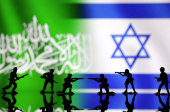 FILE PHOTO: Illustration shows Hamas and Israel flags