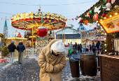 People visit Christmas market in Moscow