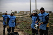 Syrian Civil Defense team clears unexploded ordnance in Idlib countryside