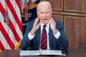 U.S. President Joe Biden receives a briefing on preparations for Hurrican Milton at the White House