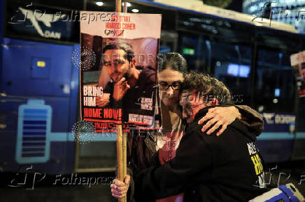 Supporters of Israeli hostages, kidnapped during the deadly October 7 2023 attack by Hamas, demand a deal as they protest amid ongoing negotiations for a ceasefire in Gaza, in Tel Aviv