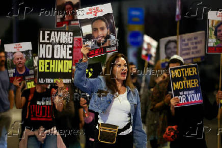 Protest demanding release of hostages kidnapped in October 7 attack on Israel by Hamas, in Tel Aviv