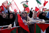 People demonstrate in support of Palestinians in Gaza, in Istanbul