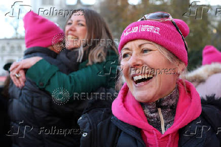 Demonstrations as British lawmakers debate assisted dying law, in London