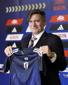 Japan's new women's national soccer team coach Nils Nielsen press conference in Tokyo