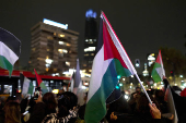 Personas protestan a favor de Palestina