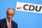 Bavarian State Prime Minister Soeder of the CSU and CDU leader Friedrich Merz hold a press conference, in Berlin