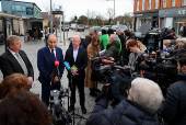 Ireland's Tanaiste Micheal Martin holds an election campaign