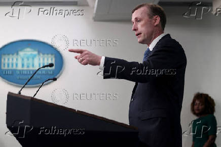 National Security Advisor Jake Sullivan speaks at a press briefing at the White House in Washington