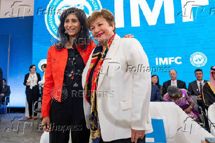 Deputy Managing Director of the International Monetary Fund (IMF), Gita Gopinath and IMF Managing Director Kristalina Georgieva during (IMFC) plenary session