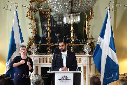 Scotland's First Minister Yousaf announces end of coalition, in Edinburgh