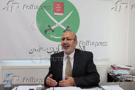 Murad Adailah, the head of Jordan's Muslim Brotherhood, attends an interview with Reuters in Amman