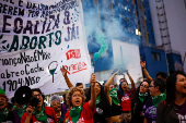 Demonstration to mark International Day for the Decriminalization and Legalization of Abortion, in Sao Paulo