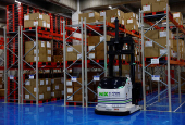 Nippon Express demonstrates automated logistics equipment at the NX Auto Logistics Facility in Tokyo