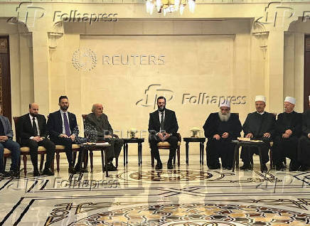 Lebanese Druze leader Walid Jumblatt and his son Taymur meet with Syria's de facto leader Ahmed al-Sharaa, in Damascus