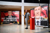 General Secretary Miersch presents the poster election campaign of the SPD for the upcoming 2025 federal election, in Berlin