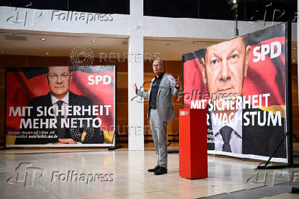 General Secretary Miersch presents the poster election campaign of the SPD for the upcoming 2025 federal election, in Berlin