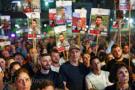 Protest calling for the immediate release of Israeli hostages held in Gaza, in Tel Aviv