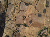 A drone view of a parched well in Kasara