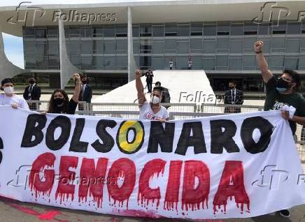 Manifestantes durante protesto no Palcio do Planalto