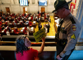 Tennessee State Troopers ask gun reform activists to clear the House Gallery