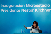 Argentina's former President Cristina Fernandez de Kirchner attends the inauguration of the President Nestor Kirchner Stadium, in Quilmes