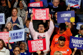 Democratic presidential nominee U.S. Vice President Kamala Harris attends a campaign rally in Reno