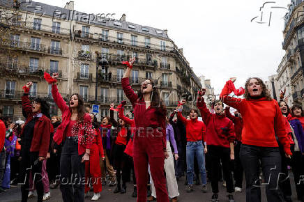 Protest to mark the International Day for Elimination of Violence Against Women, in Paris