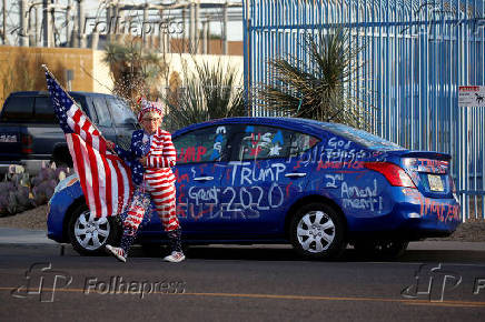FILE PHOTO: Supporters of U.S. President Donald Trump gather for a 