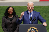 FILE PHOTO: U.S. President Joe Biden hosts White House celebration of Judge Ketanji Brown Jackson's confirmation to the U.S. Supreme Court in Washington