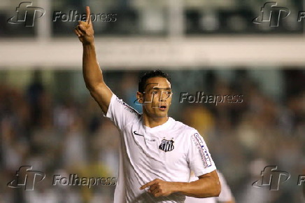 Ricardo Oliveira comemora gol durante a partida entre Santos e Ponte Preta