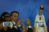 Jair Bolsonaro durante ato de consagrao do Brasil a Jesus Cristo, no DF