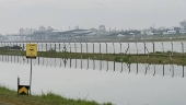 Vista da pista alagada do Aeroporto Salgado Filho