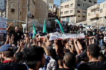 Funeral for Palestinians killed in an Israeli airstrike, in Tubas