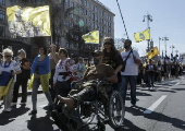 Ukrainians take part in procession for the 'Day of Defenders of Ukraine' in Kyiv