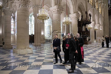 French President Macron visits the Notre-Dame Cathedral, in Paris