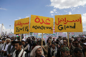 Protesters rally in solidarity with the Palestinians, in Sanaa
