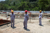 Visit to the construction site of a new water purification plant, financed by China, in Santiago Texacuangos