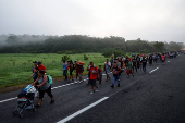 Migrant caravan continues on its way to the U.S. and Mexico border, in Villa Comaltitlan