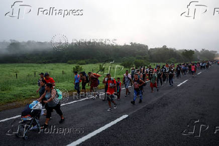 Migrant caravan continues on its way to the U.S. and Mexico border, in Villa Comaltitlan